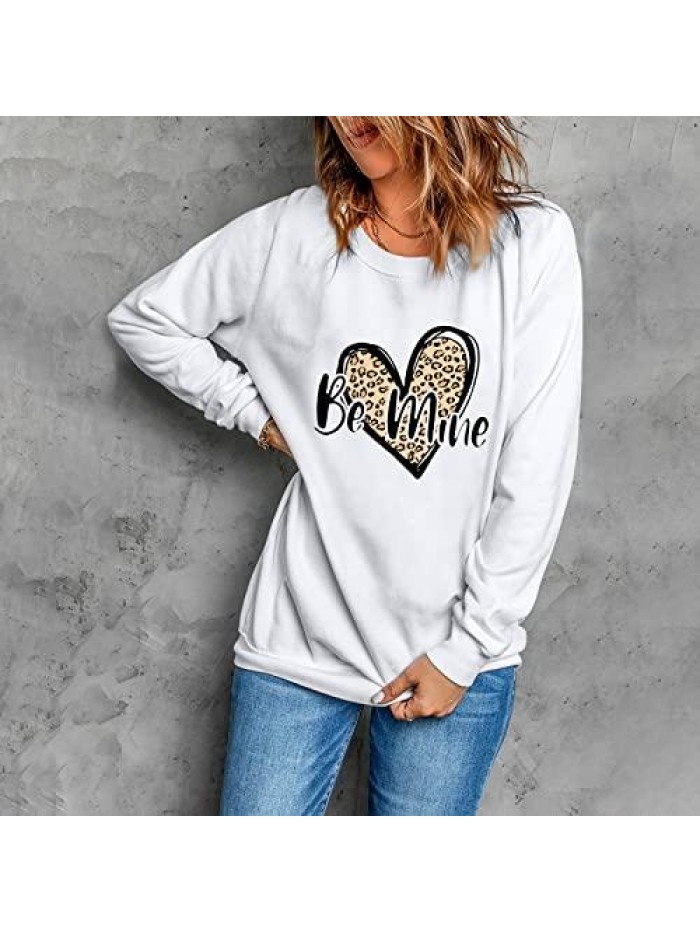 Valentine's Day Sweatshirt, Womens Fashion Casual Long Sleeve Round Neck Sweatshirt Loose Pullover Tops 