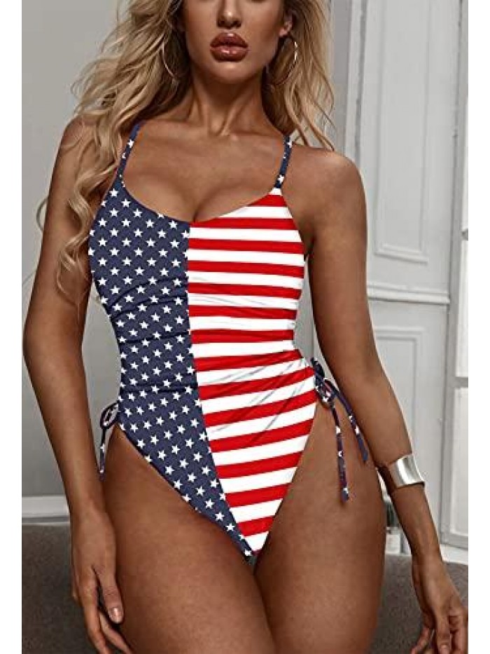 Women's Ruched High Cut One Piece Swimsuit Tummy Control Monokini Bikini 