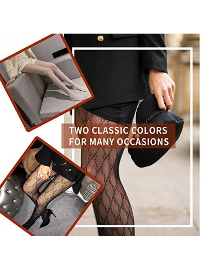 Pack Women's Sexy Letter G Fishnet Stockings, Free size Leggings Pantyhose, Lace Tights with Letters for Women 