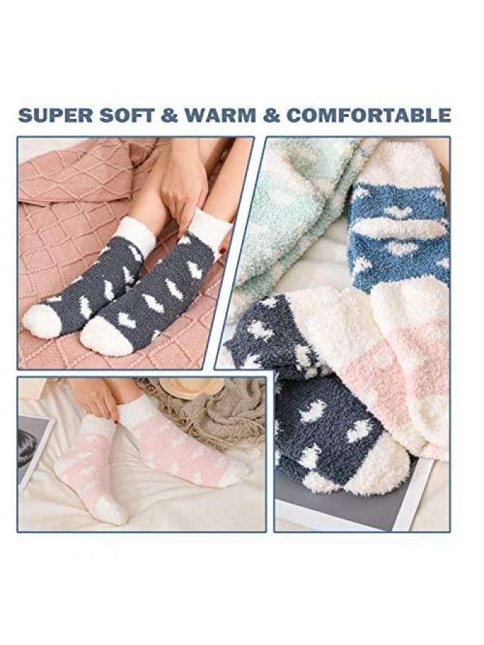 Pairs Fuzzy Socks for Women - Fuzzy Socks, Warm Fluffy Socks, Comfort Cozy Socks, Soft Fuzzy Socks, Thick Women Super Warm Fluffy Socks for Women 