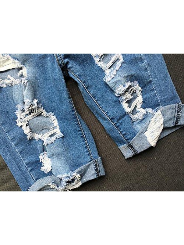 Womens High Waist Ripped Hole Washed Distressed Short Jeans 