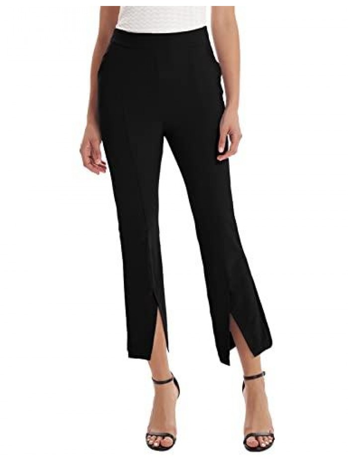 KARIN Women's Split Front Dress Pants Business Casual Work Crop Pants High Waisted Trousers with Pockets 