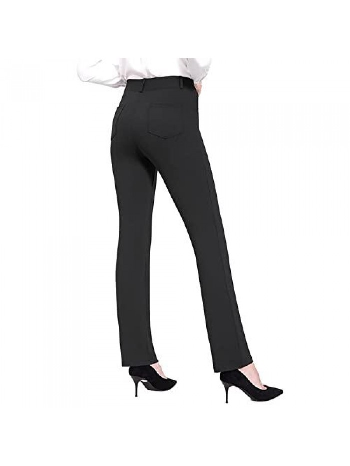 Pants for Women Business Casual Pants Fit Stretchy Work Slacks Straight Leg Belt Loops Bootcut Office Trousers 