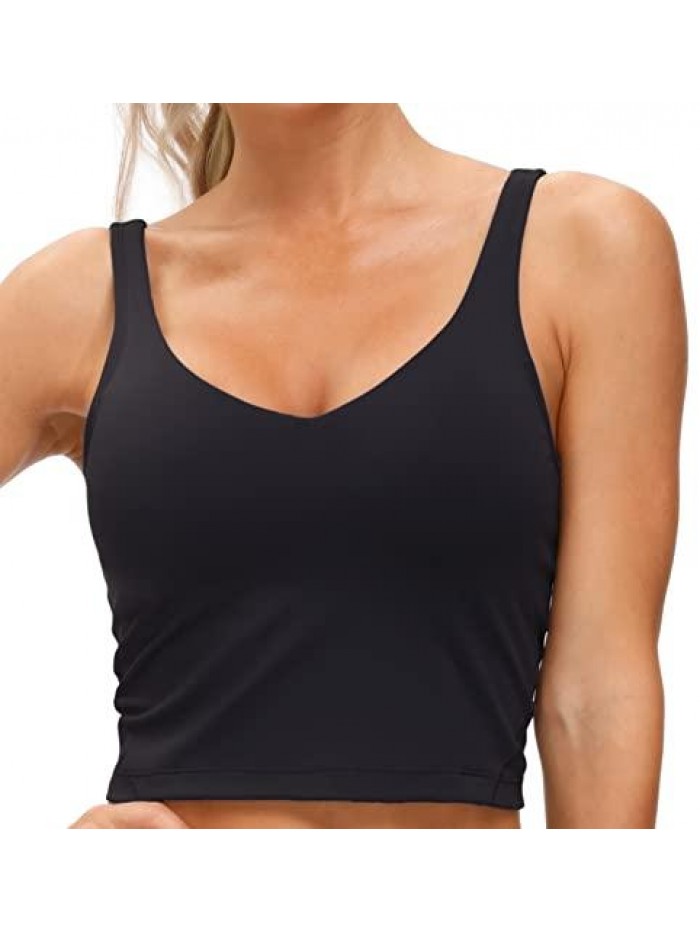 Longline Sports Bra Wirefree Padded Medium Support Yoga Bras Gym Running Workout Tank Tops 