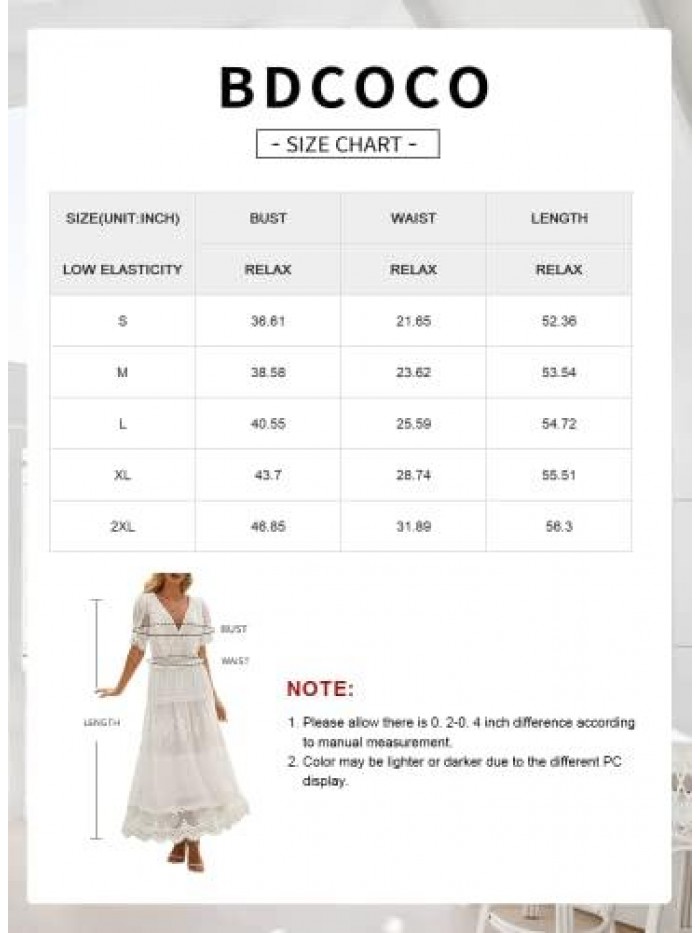 Women's V Neck Floral Lace Wedding Dress Short Sleeve Bridesmaid Evening Party Maxi Dress 