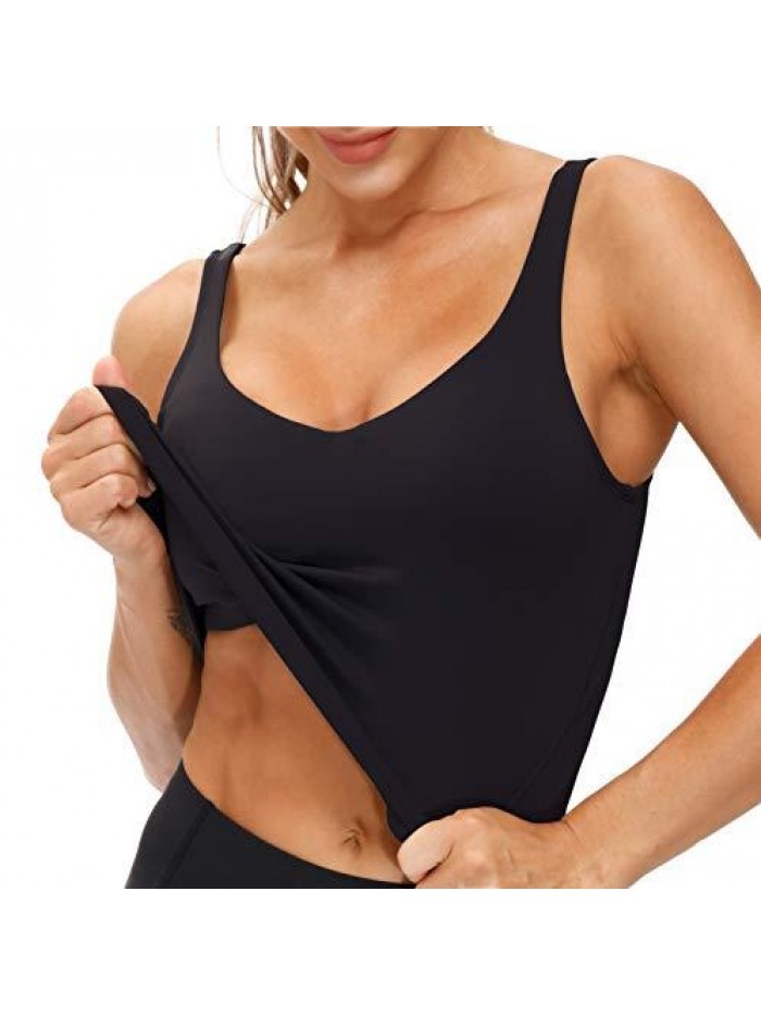 Longline Sports Bra Wirefree Padded Medium Support Yoga Bras Gym Running Workout Tank Tops 