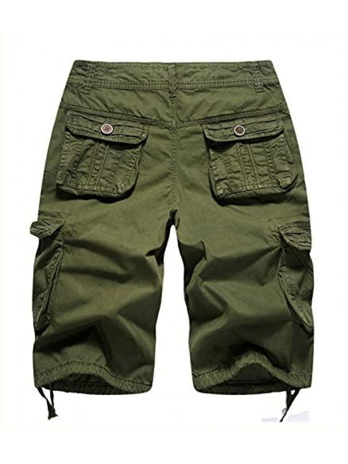 Women's Casual Fitted Multi-Pockets Camouflage Twill Bermuda Cargo Shorts 