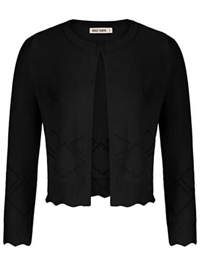 KARIN Women 3/4 Sleeve Cropped Cardigan Lightweight Short Bolero Shrugs 