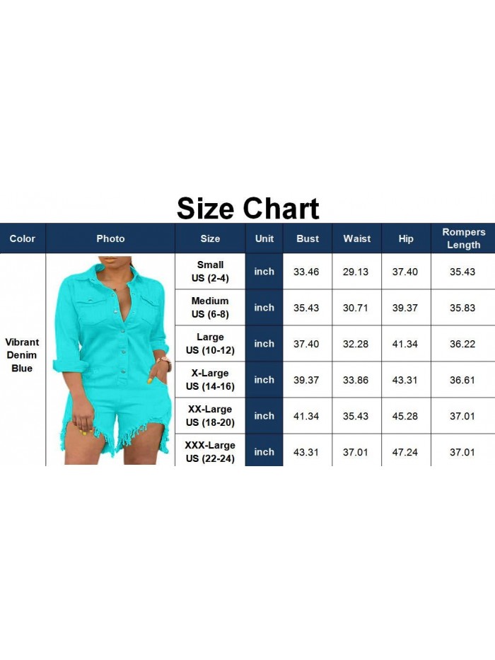 Denim Jumpsuit for Women Casual Long Sleeve Jean Pants Rompers with Zipper Pockets 