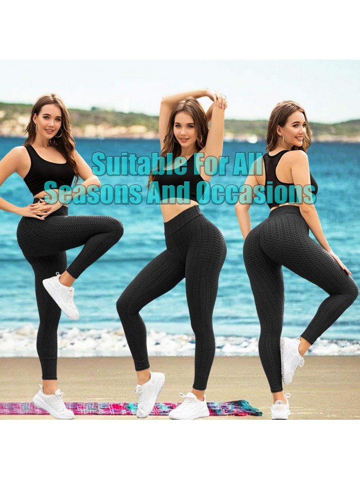 Butt Lifting Anti Cellulite Leggings for Women High Waisted Yoga Pants Workout Tummy Control Sport Tights 