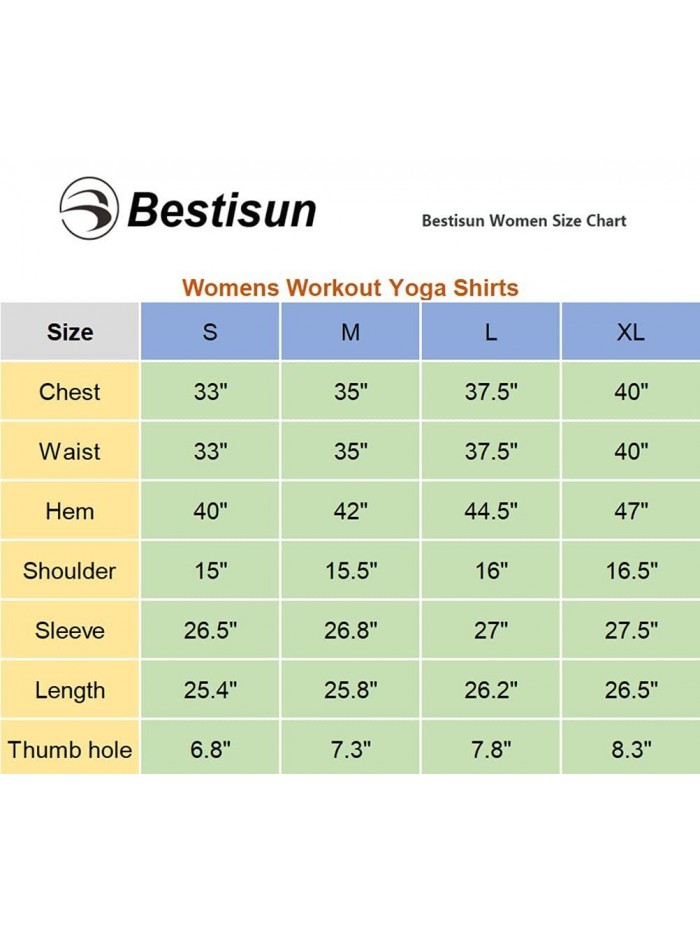 Bestisun Long Sleeve Yoga Workout Tops Lightweight Thumbhole Shirts Athletic Wear for Women