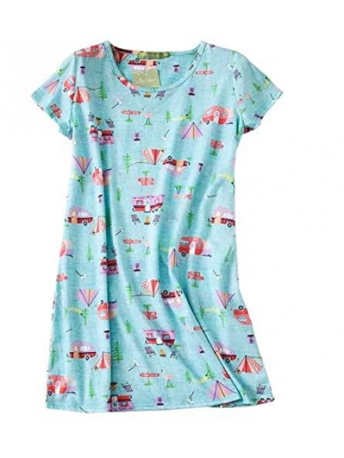 Cotton Nightgown Assorted Print Short Sleeves Shir...