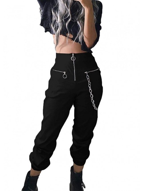 Harajuku High Waist Trousers Sexy Hollow Black Pan...