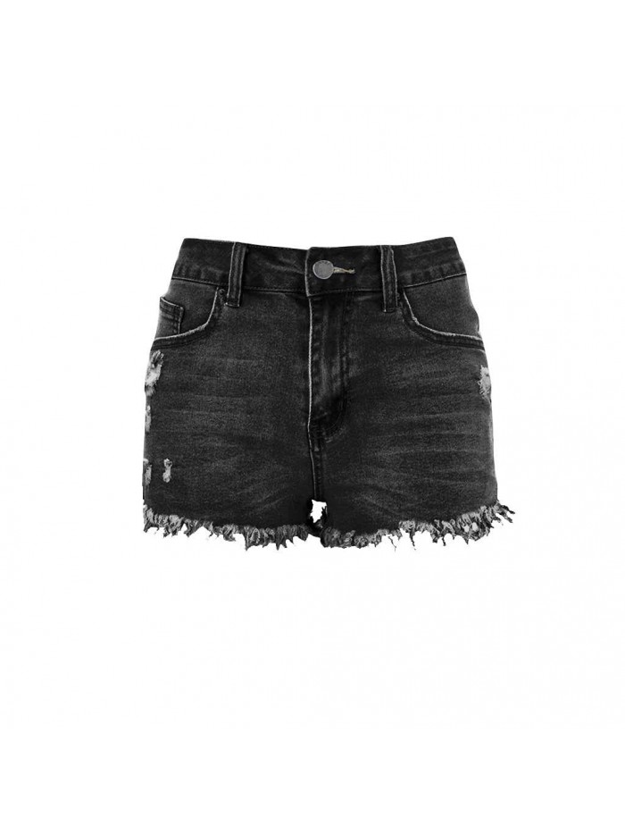 Loose Fit Shorts Mid Waist Raw Hem Shorts Frayed Ripped Hot Denim Jean Shorts Girl Women's Ripped Jeans 