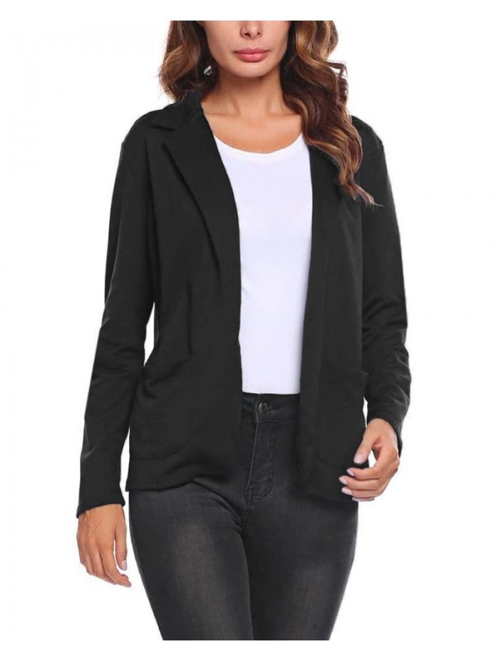 LILI Womens Casual Blazer Long Sleeve Open Front Relax Fit Office Lightweight Cardigan Jacket Blazers 