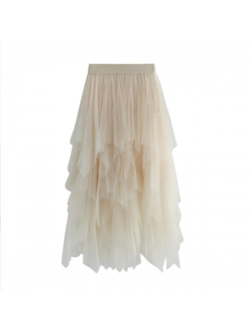 Tulle Skirt Sheer Mesh Layered High Waist Tutu Ski...