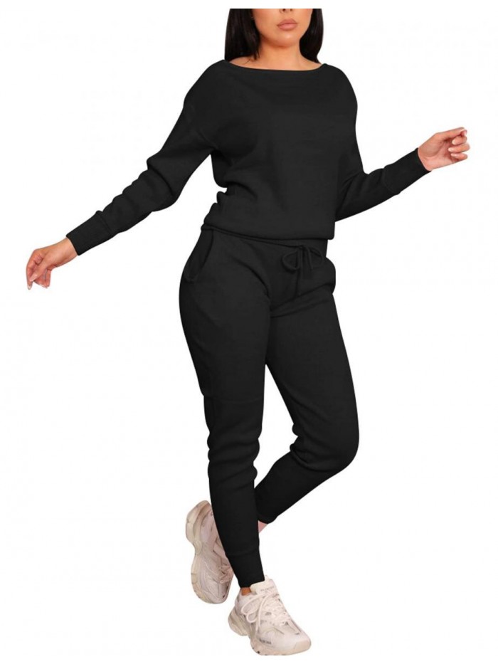 Workout 2 Piece Tracksuit Outfits Long Sleeve Tops Track Sweat Suits Jogger Pants Sets Sweatsuit 