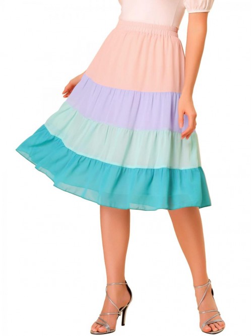 K Tiered Skirt for Women's Chiffon Summer Elegant ...