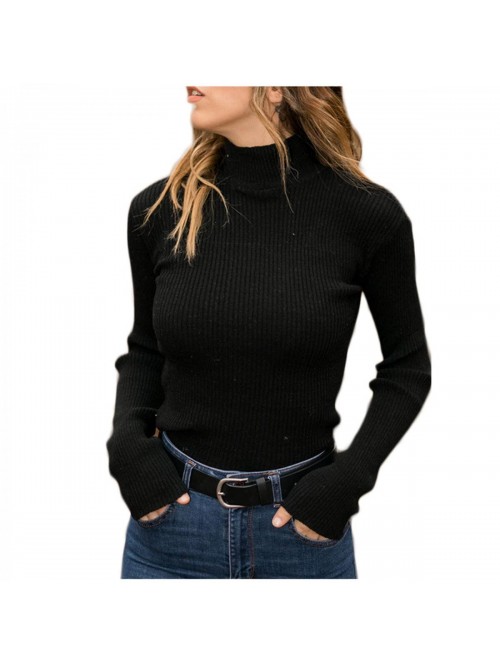 Turtleneck Long Sleeve Shirts Fashion Plain Color ...