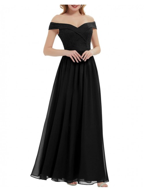 Women's Off Shoulder V-Neck Formal Dresses Wedding...