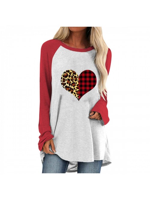 Shirts for Women Long Sleeve Tunic Tops Rose Heart...