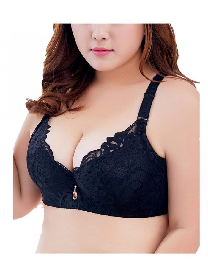 Push Up Bras for Women Plus Size Floral Lace Underwire Bra 32C D DD-46C D DD 