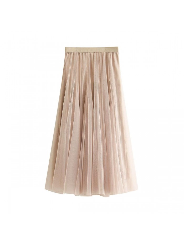 Tutu Tulle Skirt Elastic High Waist A Line Long Layered Midi Skirt for Prom Wedding Party  