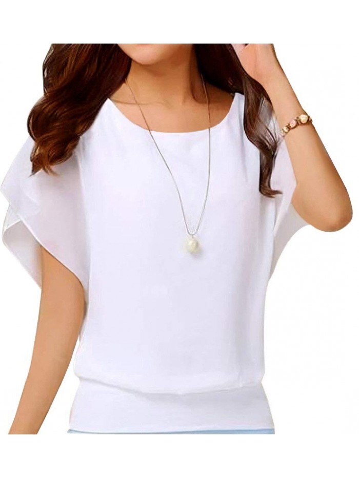 Women's Loose Casual Short Sleeve Chiffon Top T-Shirt Blouse 