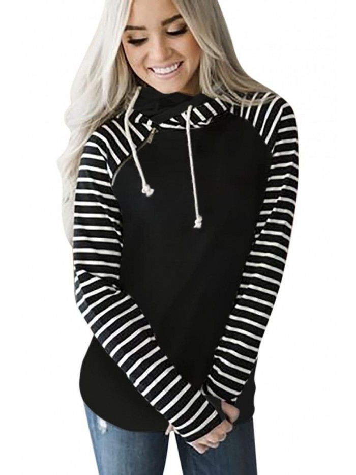 Fashion Hoodies Tops Long Sleeve Pullover Sweatshirts Comfort Color Block Hoodie with Pockets 