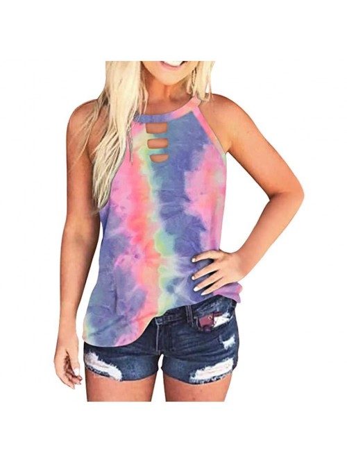 Sleeveless Shirts Womens Leopard/Tie-Dye Sleeveles...