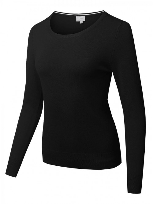 VUE Women's Basic Long Sleeve Scoop Neck Sweater K...