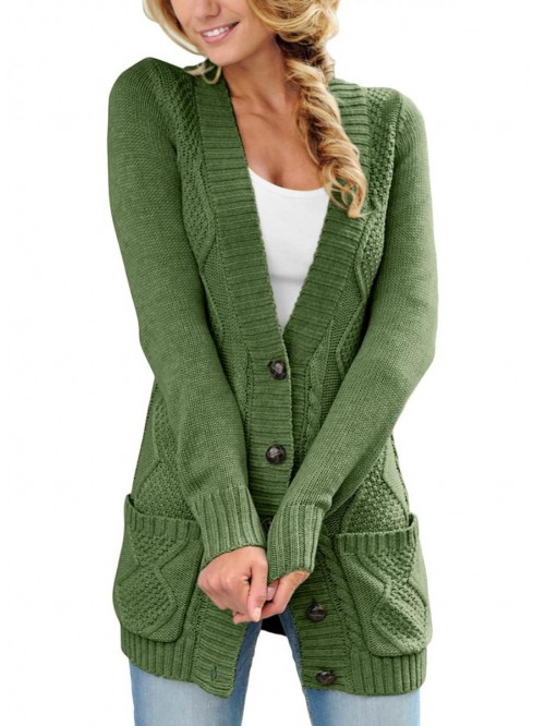 Women Open Front Cardigan Sweater Button Down Knit...