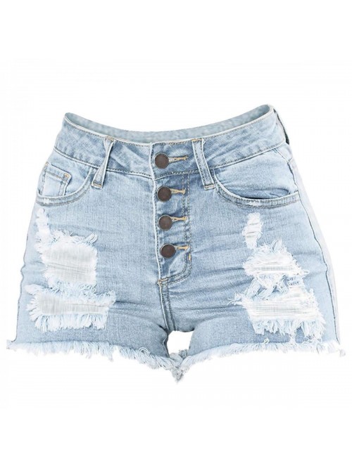 Women's Ripped Denim Jean Shorts High Waisted Stre...