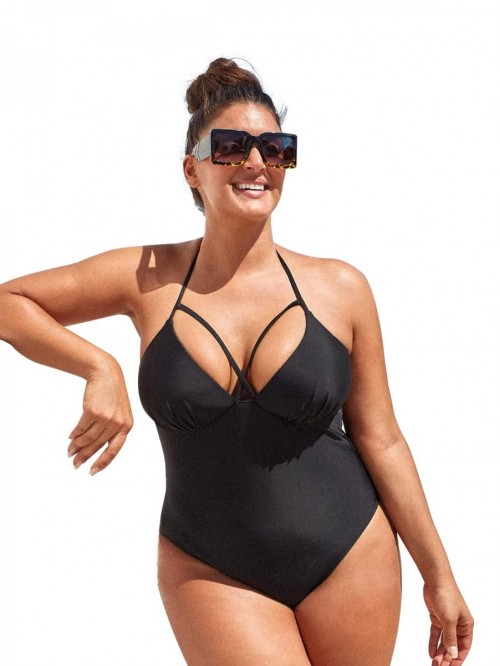 Women's Cut Out Plus Size One Piece Swimsuit Molde...