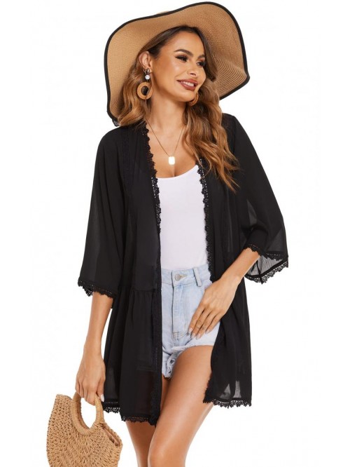 Womens Kimono Cardigan Summer Open Front 3/4 Sleev...