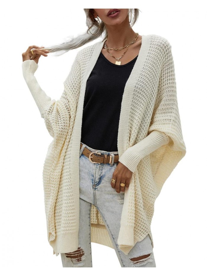 Womens Cardigan Sweaters Oversized Open Front Batwing Long Sleeve Chunky Knit Outwear Coat 