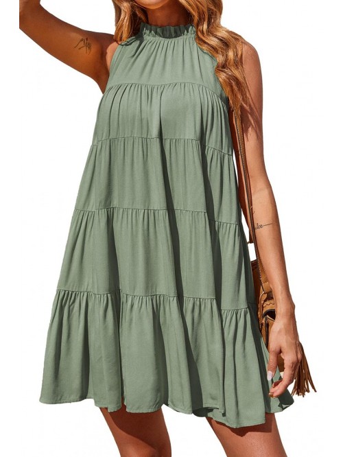 Women's Summer Casual Sleeveless Halter Dress Ruff...