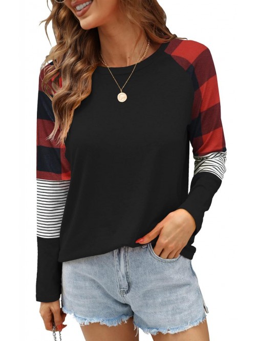 Women's Camo Color Block Tunics Casual Long Sleeve...