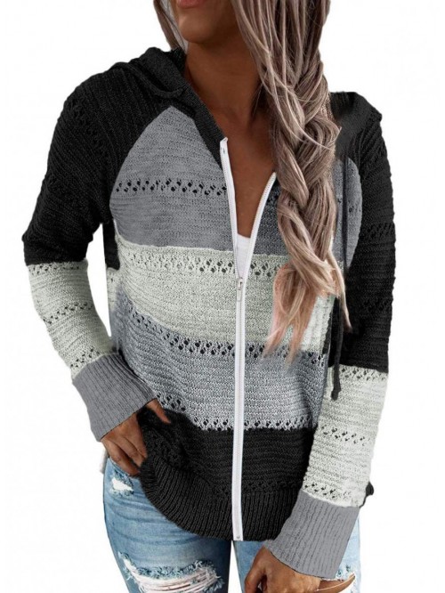 Women Long Sleeve Zip-Up Hoodie Jacket Solid Color...