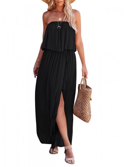 Women’s Summer Off Shoulder Ruffle Maxi Dress St...