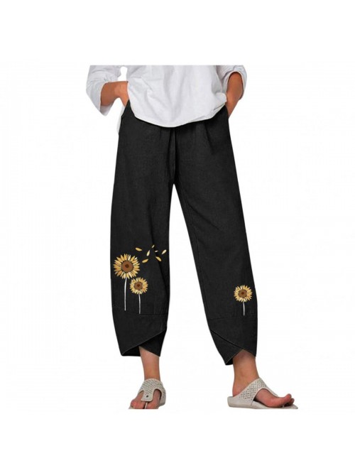 Capri Pants for Women, Women's Linen Cropped Pants...