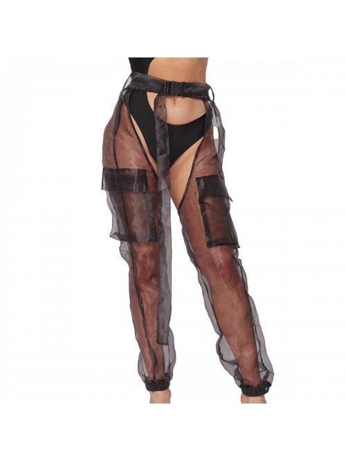 Buckle Bottomless Pants Sexy High Waist Rave Chaps...