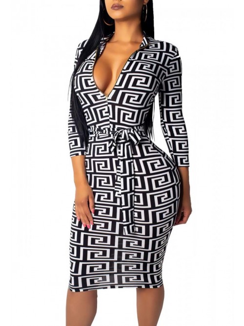 Sexy V Neck Dresses Elegant Bodycon Long Sleeve St...