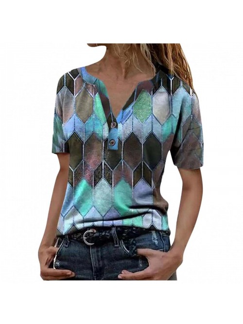 for Women Business, Women V Neck Tees Geometric Pr...