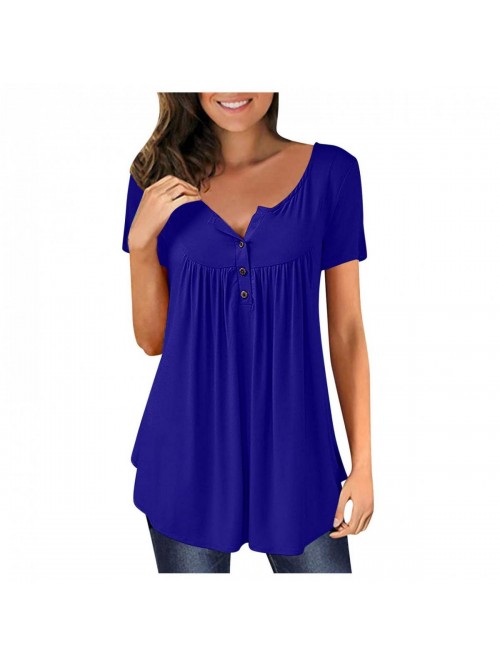 Tshirts for Women, Women's Button Flowy Tops Round...