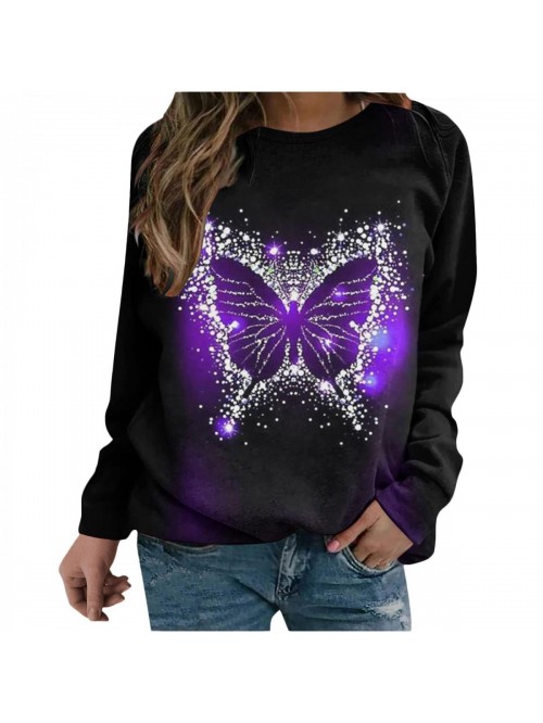 Long Sleeve Casual Tops Aesthetic Butterfly Dream ...