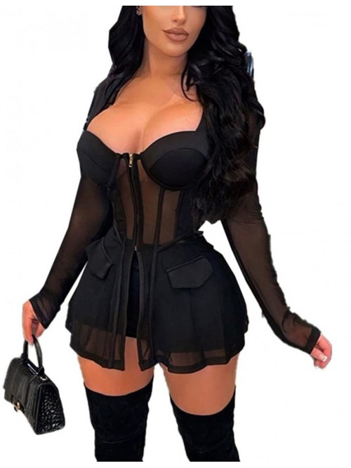 Sexy Two Piece Outfits for Women Tracksuit Mesh Pa...