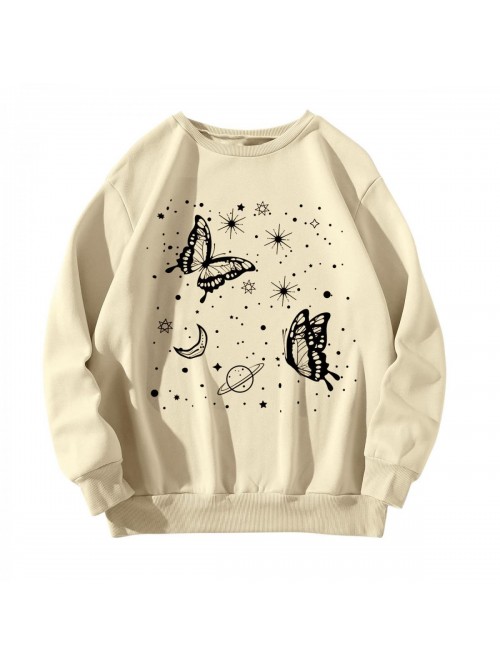 Sweatshirt For Women Butterfly Funny Print Casual ...