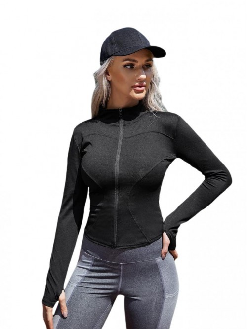 HUX Women's Athletic Zip Up Long Sleeve Sports Wor...