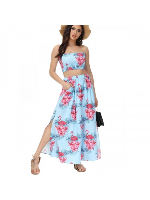 2 Piece Hawaiian Outfits for Women Summer Vacation...